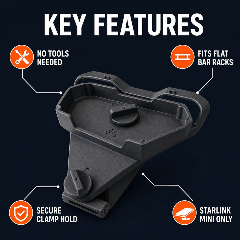 Flat Bar Roof Rack Mount | For Starlink Mini
